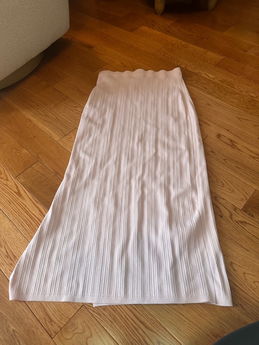 House of Harlow 1960 Revolve Light Pink Ribbed Midi Skirt with Side Slit - Picture 3 of 3